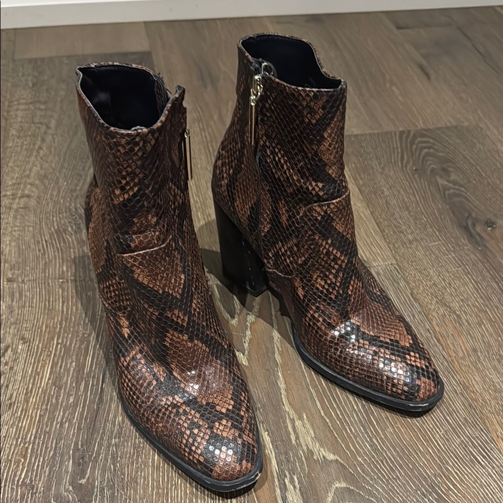 Brown Snakeskin Ankle Boots